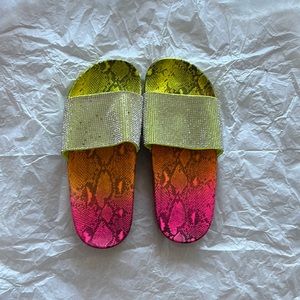 Fashion Nova Women’s Slides (Multicolor w/ Rhinestones)- BRAND NEW!!!